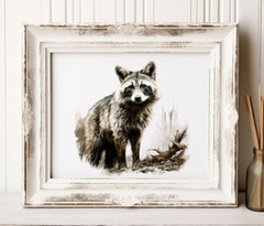 Racoon Wall Art Print, Monochromatic Wildlife Art Print, Wall Decor, Home Decor