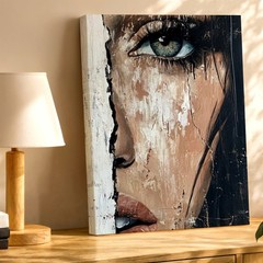 Modern Canvas Woman Face Portrait Blue Eye Modern Abstract Modern Office Print