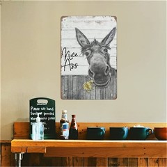 QHOVPA Vintage Donkey Art Metal Signs, Funny Bathroom Toilet Sign Nice Ass Wa…