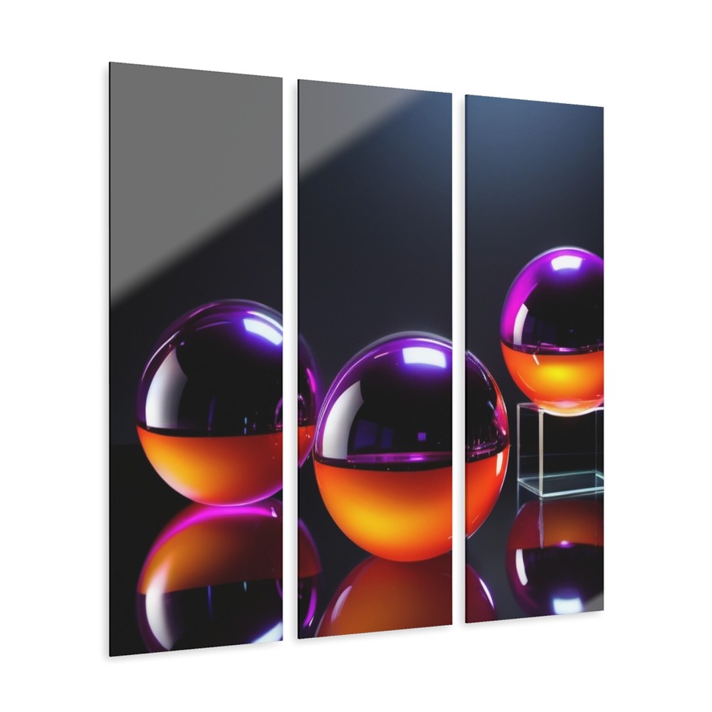 Vibrant Acrylic Abstract Art | Purple and Orange Gradient Acrylic | 36×12 Panels