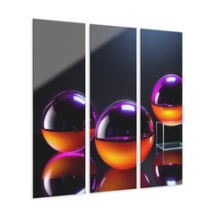 Vibrant Acrylic Abstract Art | Purple and Orange Gradient Acrylic | 36×12 Panels