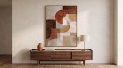 Boho Abstract Geometric Wall Art Earthy Tone Terracotta Print Poster Decor