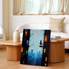 Wall Art Abstract City Street Canvas Print Colorful Urban Taxi Skyline Decor