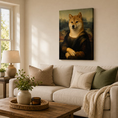 Custom Shiba Inu Mona Lisa Canvas Art Personalized Famous Painting Dog Pet Gift