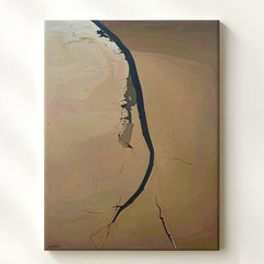 Wall Art Minimalist Abstract Canvasbold Black Wavy Line On Brown Background