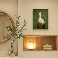 Framed Funny Bathroom Duck Canvas Wall Art Cute Animal Toilet Paper Poster Pr…