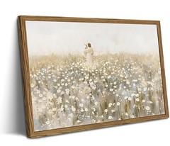 Framed Jesus and Lamb Canvas Wall Art, Christian Jesus Leaves the 99 Sheep Pa…