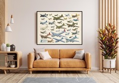 WWII Military Aircraft Poster | Vintage Air Force Bomber & Fighter Wall Art