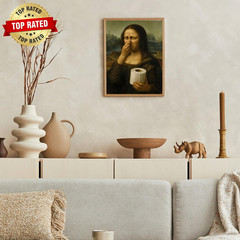 Funny Mona Lisa Bathroom Art Holding Her Nose Mona Lisa Poster Pinching Nose Wal