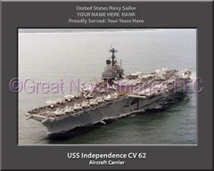 USS Independence CV 62 Personalized Canvas Ship Photo Print Navy Veteran Gift