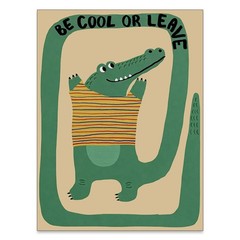 Funny Green Crocodile Wall Art Cute Jungle Animal Quotes Be Cool or Leave Pos…