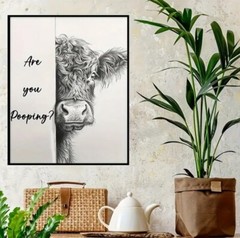 12″x16″ Cow «Are You Poopin» Farm Cows Funny Bathroom Canvas Poster *No Frame*