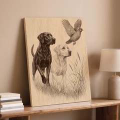 Black And Yellow Labrador Hunting Birds Wildlife Canvas Wall Art Print Home