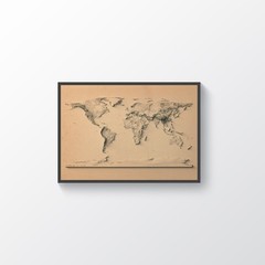 World Map in old style, World 2D Relief Map, World Vintage Map – 2D Flat