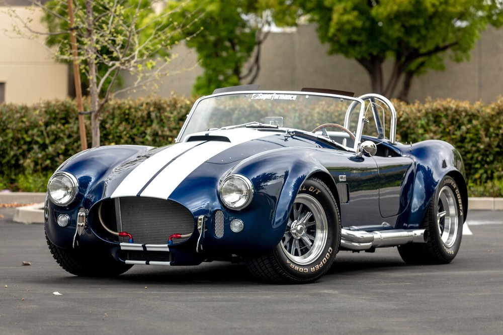Ford Shelby Cobra Roadster Blue Car White Stripes Art Wall Poster – POSTER 20×30
