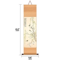 Chinese Classical Hanging Scroll Painting – 45 Inches, Qing Dynasty Peach Blo…