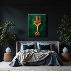 African American Black Power Print Canvas Wall Art Home Decor Gold Afro Pick …