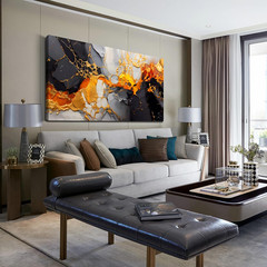 Abstract Canvas Wall-Art Living Room – Black and White Wall Decor – Marble Wall