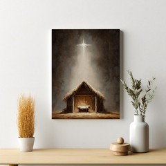 Nativity Scene Canvas Art | Jesus Birth Christian Home Wall Decor