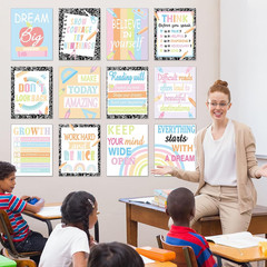12PCS Motivational Posters for Classroom Growth Mindset Educational Wall Art for