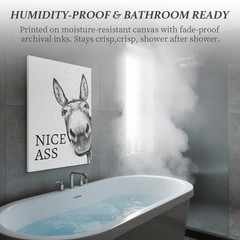 Donkey In Bathroom Wall Art Nice Ass Framed Picture Funny Restroom Decor