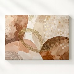 Abstract Serenity Canvassoft Earth Tones With Gold Accents Wall Art