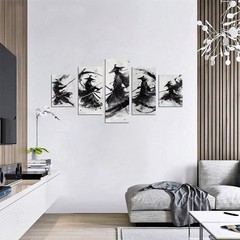 Japanese Samurai Wall Art Black and White Warrior Wall Decor Prints Vintage J…
