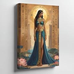 Wall Art Canvas a Tall Elegant Woman Stands Solemnly Against a Background of