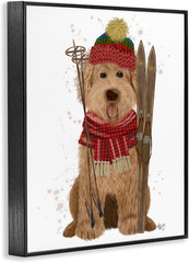 Charming Skiing Dog Framed Giclee Wall Art by Fab Funky