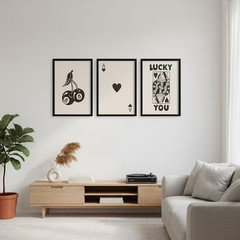Framed Set of 3 Poker Wall Art 16 In. X 12 In.