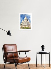Set of 2 Paris Sacre Coeur Cathedral Montmartre Watercolor Wall Art Print 12X16″