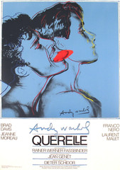 ANDY WARHOL Querelle Blue 39.25″ x 27.5″ Poster 1983 Pop Art Blue, Red Movies