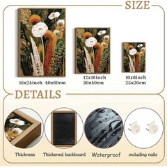 Vintage Framed Wall Art Botanical Wall Decor Tropical Wildflower Canvas Art B…