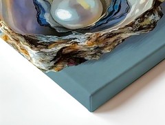 Wall Art Oyster Shell Pearl Painting Coastal Beach Nautical Canvas Print Decor