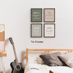 Office Inspirational Wall Art Prints Set of 4, Boho Motivational Make It Happ…