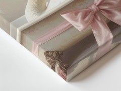Canvas Wall Art a Swan Sitting in a Vintage Bathtub Adorned with a Large Pink