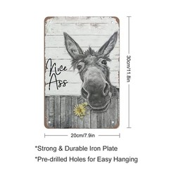QHOVPA Vintage Donkey Art Metal Signs, Funny Bathroom Toilet Sign Nice Ass Wa…