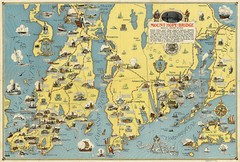 1930 Pictorial Map Mount Hope Bridge, Bristol, Rhode Island, Newport Art Poster