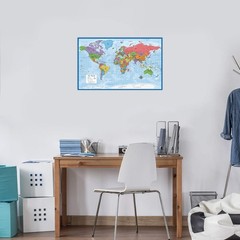 Laminated World Map Poster – Wall Chart of Earth – 18″ x x 29″, Blue