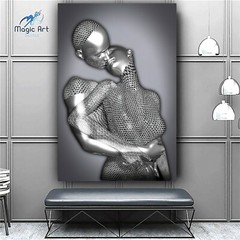 3D Effect Art, Love Art, Romantic Art Wall Art Home Decor, Illustration Couple