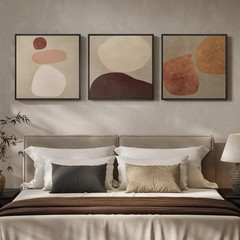 Large Framed Neutral Abstract Wall Art for Living Room, Mid Century Modern Ca…