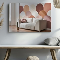 Wall Art Cozy Living Room Scene Featuring A Soft, Light-colored Sofa Adorned
