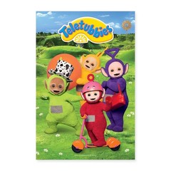 Teletubbies With Logo In Teletubby Land Poster 24” x 36”, One Size, white