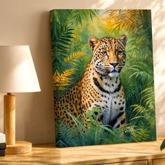 Wall Art Leopard Jungle Canvas Print Tropical Wildlife Animal Painting Decor