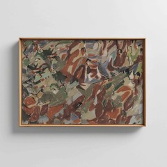 Mid-Century Modern Abstract Oil Painting – Original Expressionist Earth Tones