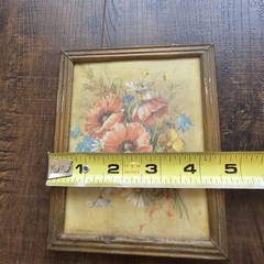 Vintage Botanical Floral Litho Prints Set of 2 Metal Framed Cottage Wall Art MCM