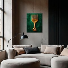 African American Black Power Print Canvas Wall Art Home Decor Gold Afro Pick …