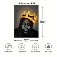 Canvas Neon Style Biggie Poster Hip Hop Rapper Wall Art Print 40x60cm US SELLER