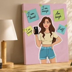 Vibrant, Illustrated Scene Featuring A Confident Figure Standing In Wall Art