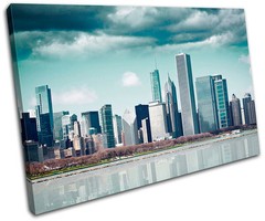 Cityscape City SINGLE CANVAS WALL ART Picture Print VA